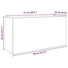 Vidaxl Kopalniška stenska omarica črn 80x25x40 cm inž. les