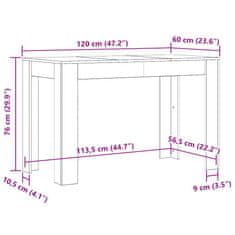 Vidaxl Jedilna miza artisian hrast 120x60x76 cm inženirski les