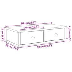 Vidaxl Stenska polica s predali artisan hrast 60x28x15 cm inž. les