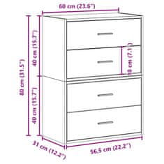 Vidaxl Omarice z 2 predaloma 2 kosa artisan hrast 60x31x40 cm inž. les