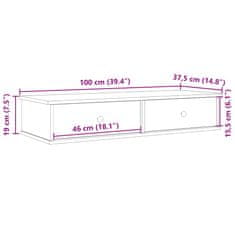 Vidaxl Stenska polica s predali sonoma hrast 100x37,5x19 cm inž. les