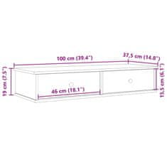 Vidaxl Stenska polica s predali dimljen hrast 100x37,5x19 cm inž. les