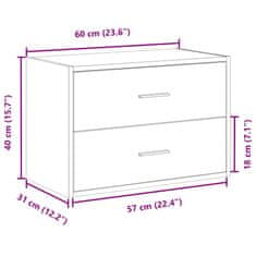 Vidaxl Omara z 2 predaloma betonsko siva 60x31x40 cm inženirski les