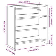 Vidaxl Regal za čevlje starinski les 60x25x62 cm inženirski les