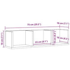 Vidaxl Stenska polica za CD plošče 75x18x18 cm inženirski les