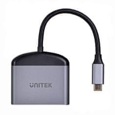 Orico UNITEK USB-C - HDMI 2.1 Adapter, USB-A in USB-C PD, 15 cm, 8K Ultra HD, siva, aluminijasto ohišje, 100 W, za Windows, 1x HDMI, 1x USB 3.2 Gen 1