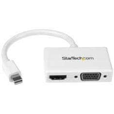 Startech StarTech.com Potovalni A/V Adapter: 2-v-1 Mini DisplayPort na HDMI ali VGA Pretvornik - Bela, podpora za 1080p, Plug and Play, kompakten in lahkoten.