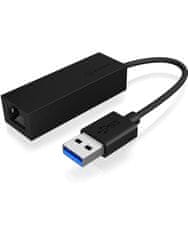 RaidSonic ICY BOX USB 3.0 A-Type do RJ-45 Ethernet vmesnika - Gigabit, podporo jumbo okvirjem, za PC/Laptop, črn, s LED indikatorji aktivnosti