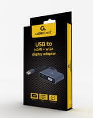 Gembird Cablexpert videoadapter HDMI/VGA, maksimum ločljivosti 3840 x 2160, podpora za 2 zaslona, sivo barva, USB tip A, za Windows 7/8/10, pakiranje v škatli.