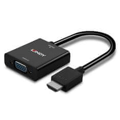 Lindy Lindy HDMI na VGA Pretvornik, 1080p, Plug & Play, Črno, Visoka kakovost, CE & RoHS Certifikat, Kratka Dolžina 0.1 m, Idealno za Povezavo Računalnika na Monitor