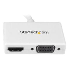 Startech StarTech.com Potovalni A/V Adapter: 2-v-1 Mini DisplayPort na HDMI ali VGA Pretvornik - Bela, podpora za 1080p, Plug and Play, kompakten in lahkoten.