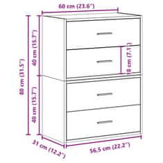 Vidaxl Omarice z 2 predaloma 2 kosa rjavi hrast 60x31x40 cm inž. les