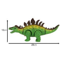 WOWO Igrača dinozaver stegosaurus - interaktivna igrača dinozaver stegosaurus na baterije s hojo, lučmi in rjovenjem