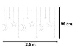 WOWO Luna in zvezde LED svetilke - LED viseče luči Luna in zvezde 2,5 m 138LED večbarvna