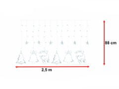 WOWO LED zavese z motivom severnih jelenov - 2,5 m LED zavese z motivom severnih jelenov - hladno bela, 138LED s priključkom