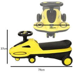 slomart Gravitacijski skuter svetleča LED kolesa z glasbo igranje skuter 74cm rumena/črna max 100kg