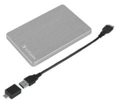 Verbatim Verbatim Store 'n' Go ALU Slim Prenosni Trdi Disk 2TB Srebrn - Hitro Hranjenje, USB 3.2, Vsestranska Podpora za Mac in Windows