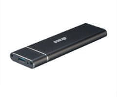 Akasa Akasa AK-ENU3M2-02 črna ohišje za SSD, aluminijasto, USB 3.2 Gen 2, hitrosti prenosa do 10 Gbit/s, podpora za M.2, kompaktna velikost 101,5 x 8,5 x 31,5 mm.