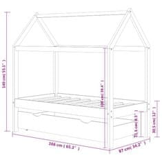 Vidaxl Otroški posteljni okvir s predalom trdna borovina 80x160 cm