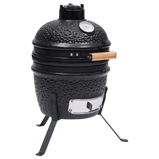 Vidaxl Kamado žar za dimljenje 2 v 1 iz keramike 56 cm črn