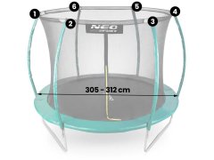 Neo-Sport Notranja mreža za trampoline 312cm 10ft Neo-Sport