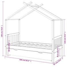 Vidaxl Otroški posteljni okvir s predalom trdna borovina 80x160 cm
