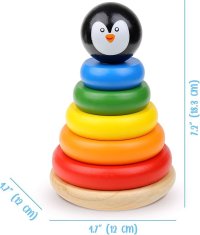 Miramarket Lesena piramida Puzzle stolp Sorter Penguin