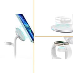 Choetech INDUKTIVNI POLNILEC CHOETECH (ZDRUŽLJIV Z MAGSAFE) STOJALO ZA IPHONE, APPLE WATCH, AIRPODS BEL (T585-F)