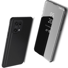 HURTEL CLEAR VIEW CASE, PREKLOPNI OVITEK ZA OPPO FIND X5 PRO, ČRN