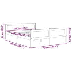 Vidaxl Posteljni okvir iz trdne borovine 120x200 cm