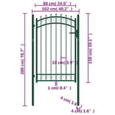Vidaxl Vrata za ograjo s konicami jeklo 100x150 cm zelena