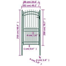 Vidaxl Vrata za ograjo s konicami jeklo 100x200 cm zelena