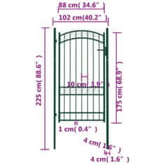 Vidaxl Vrata za ograjo zaobljena jeklo 100x175 cm zelena