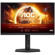 AOC Monitor 60,5 cm (23,8) 24G4X 1920x1080 Gaming 180Hz IPS 0,5ms DVI 2xHDMI DisplayPort Pivot Zvočniki sRGB130% G-Sync Compatible HDR10