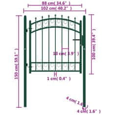 Vidaxl Vrata za ograjo s konicami jeklo 100x100 cm zelena
