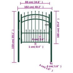 Vidaxl Vrata za ograjo s konicami jeklo 100x100 cm zelena