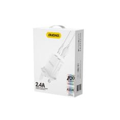 DUDAO DUDAO OMREŽNI POLNILEC Z VTIČEM UK (VELIKA BRITANIJA) 2XUSB-A 2.4A BEL + USB-A - KABEL MICROUSB 1M