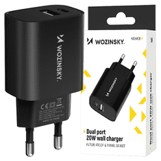 WOZINSKY WOZINSKY WGWCB USB-A USB-C 20W STENSKI POLNILEC - ČRN