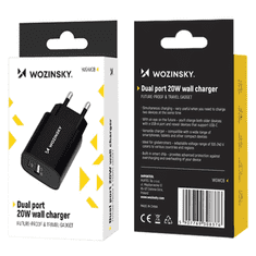 WOZINSKY WOZINSKY WGWCB USB-A USB-C 20W STENSKI POLNILEC - ČRN