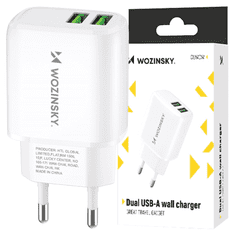 WOZINSKY WOZINSKY CUWCW 2.4A 2 X USB-A STENSKI POLNILEC - BEL