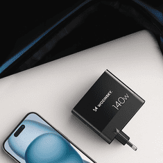 WOZINSKY WOZINSKY CGWCB 140W GAN STENSKI POLNILEC 3 X USB-C / 2 X USB-A - ČRN