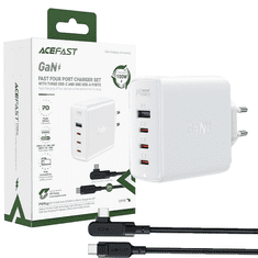 AceFast ACEFAST HITRI GAN POLNILNIK 3XUSB-C/1XUSB-A 100W BEL + KOTNI KABEL USB-C - USB-C 100W 2M BEL