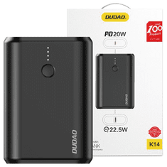 DUDAO DUDAO POWER BANK 10000 MAH POWER DELIVERY QUICK CHARGE 3.0 22,5 W ČRNA (K14_BLACK)