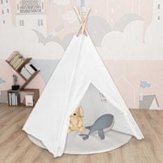 Vidaxl Otroški tipi šotor z vrečo peach skin bel 120x120x150 cm