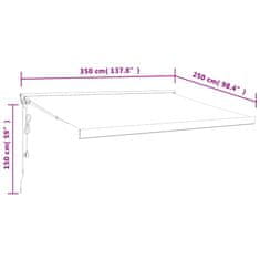 Vidaxl Zložljiva tenda oranžna in rjava 3,5x2,5 m blago in aluminij