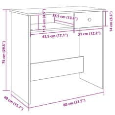 Vidaxl Pisalna miza sonoma hrast 80x40x75 cm iverna plošča