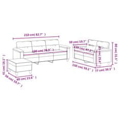 Vidaxl Sedežna garnitura z vzglavniki 3-delna krem mikrovlakna