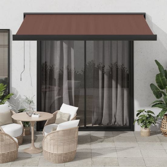 shumee vidaXL Ročno zložljiva tenda rjava 350x250 cm