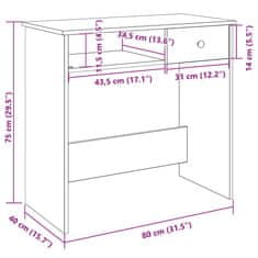 Vidaxl Pisalna miza betonsko siva 80x40x75 cm iverna plošča