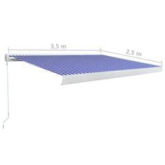 Vidaxl Ročno zložljiva kasetna tenda 350x250 cm modra in bela